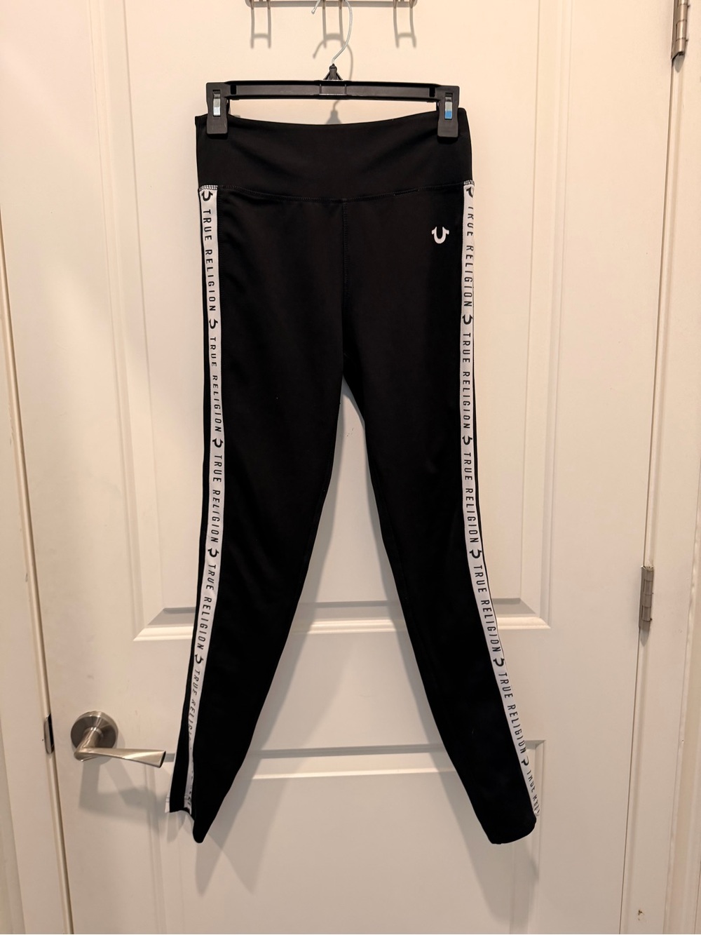 True Religion Black Leggings with Logo Tape Side Stripes
Size S
